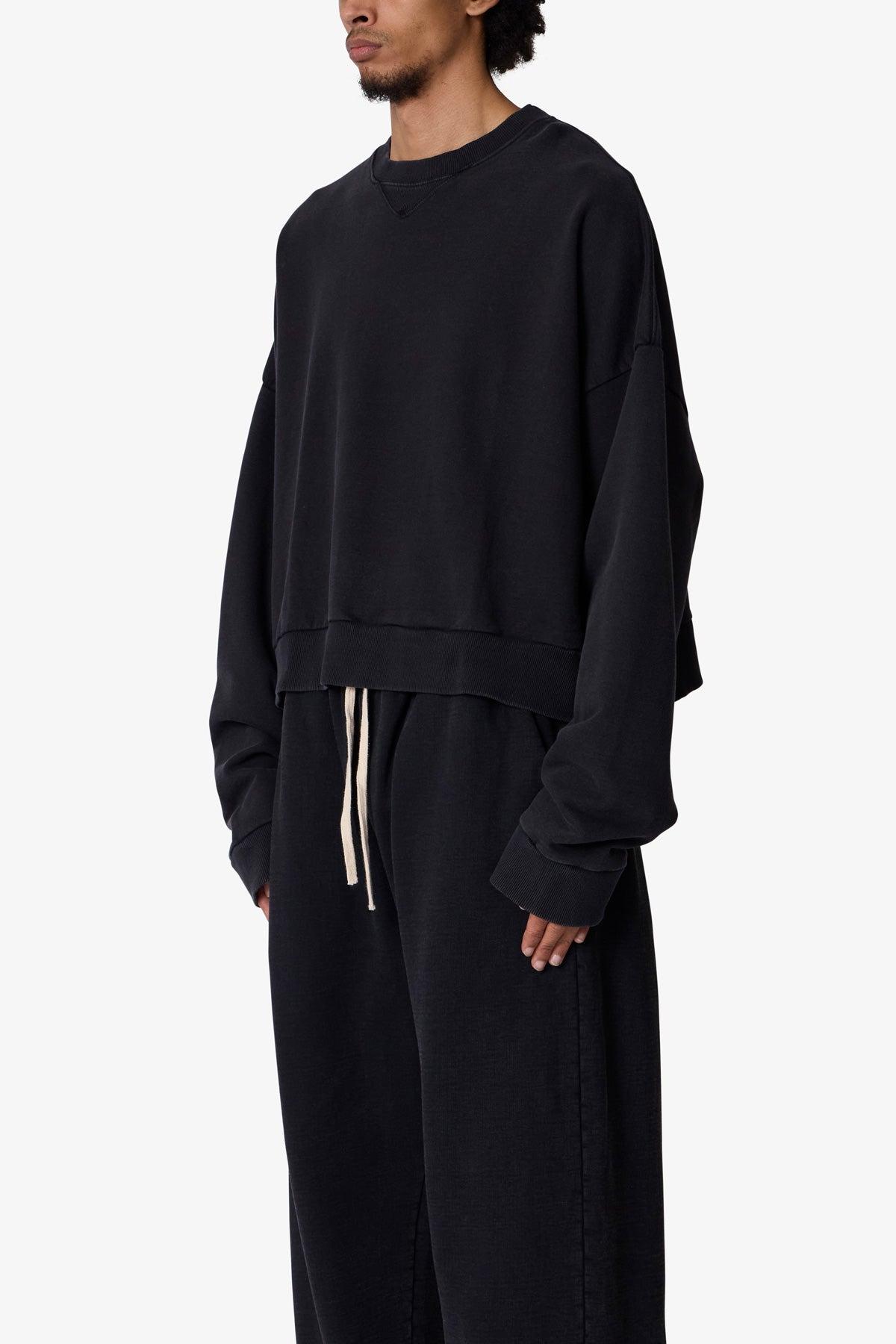 Cropped Crewneck - Washed Black Product Image