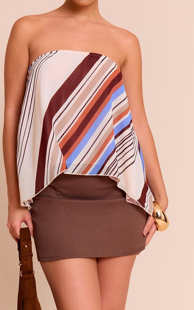  Multi Printed Striped Chiffon Floaty Bandeau Top Product Image