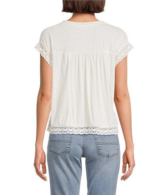 Lucky Brand Lace Crew Neck Short Sleeve Tee Product Image
