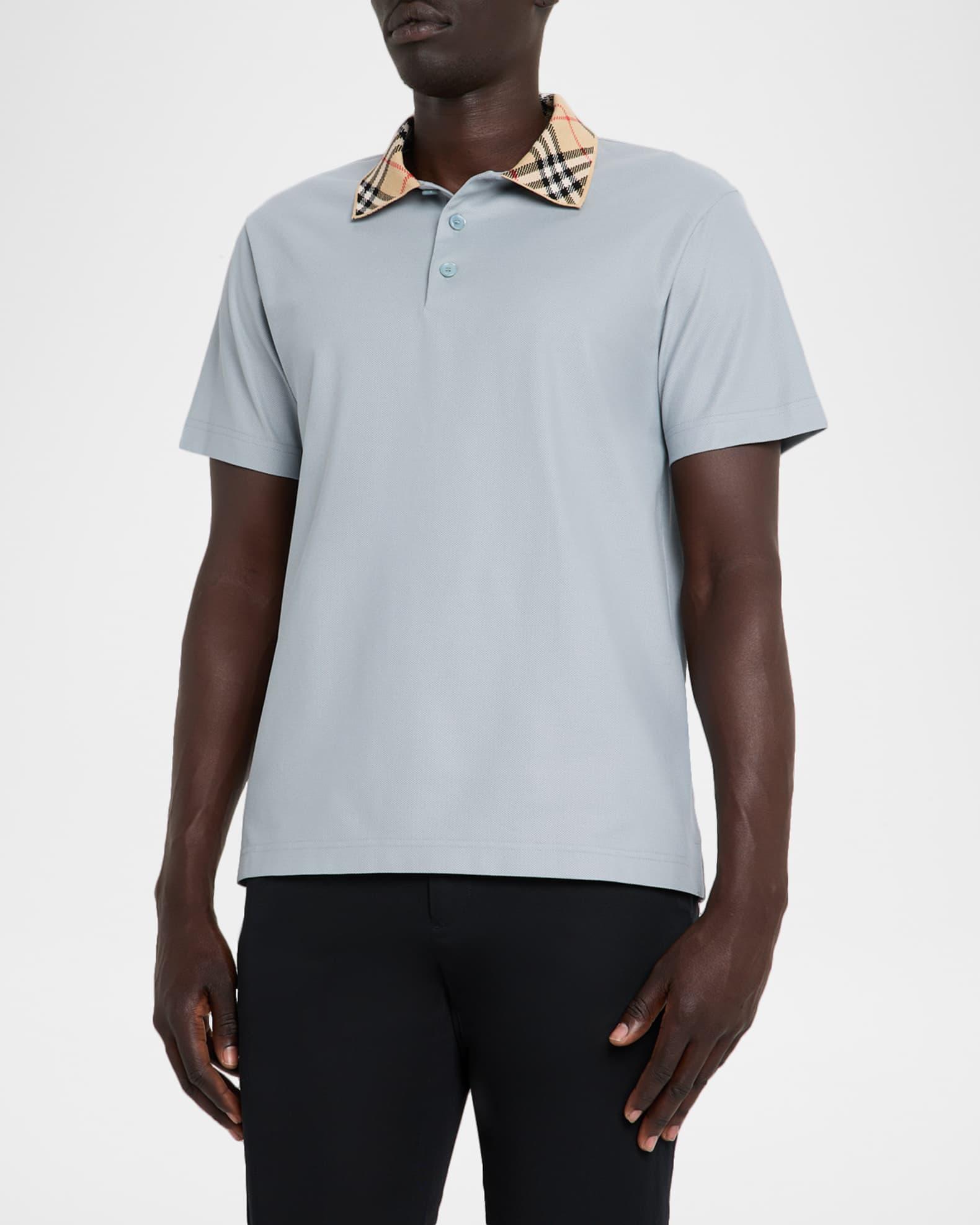 Men's Cotton Check-Collar Polo Shirt Product Image