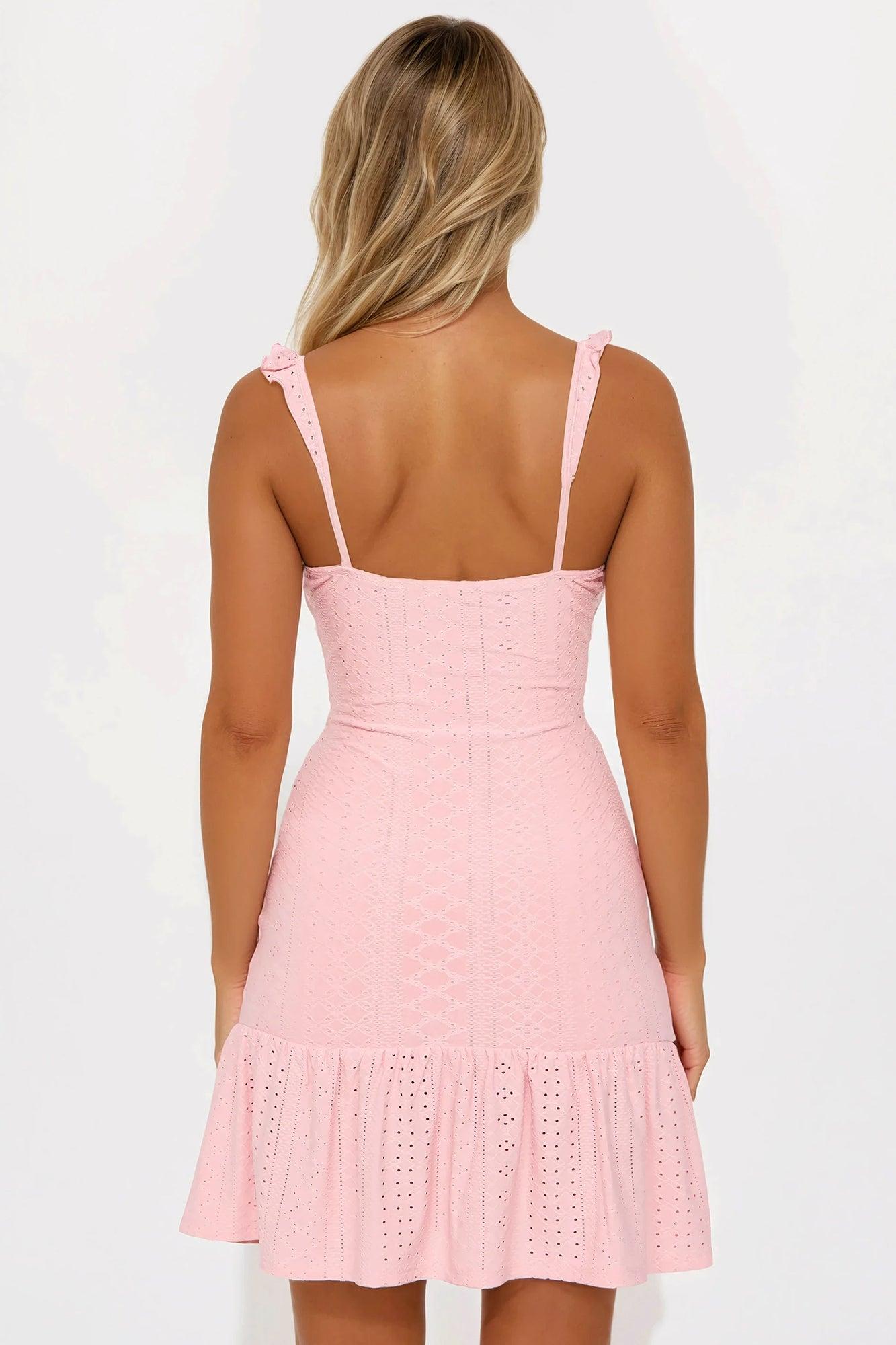 Eleanor Eyelet Mini Dress - Mauve Product Image