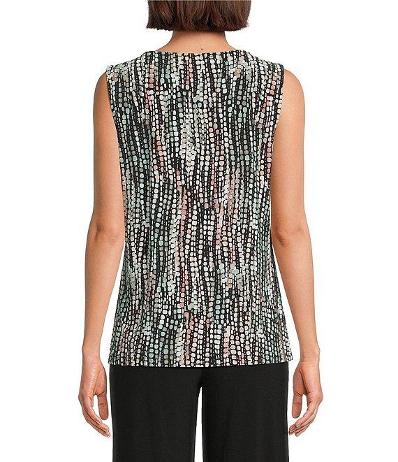 Kasper Printed Keyhole Hardware Neck Sleeveless Top Product Image