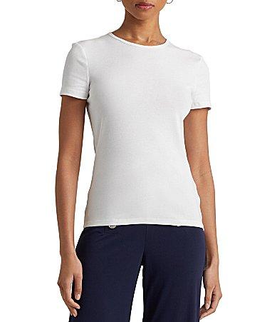 Lauren Ralph Lauren Short Sleeve Round Neck Stretch Cotton T Product Image