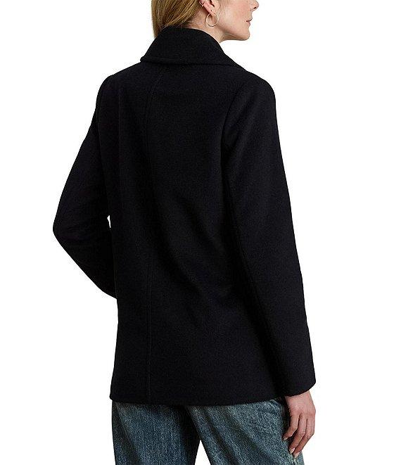 Lauren Ralph Lauren Wool Blend Notch Collar Long Sleeve Button Front Double Breasted Peacoat Product Image