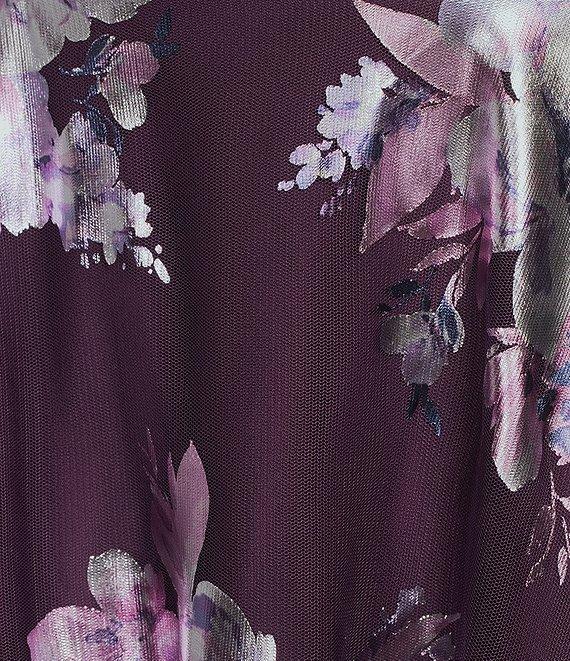 City Vibe Floral Print Surplus Neckline X-Back Ballgown Product Image