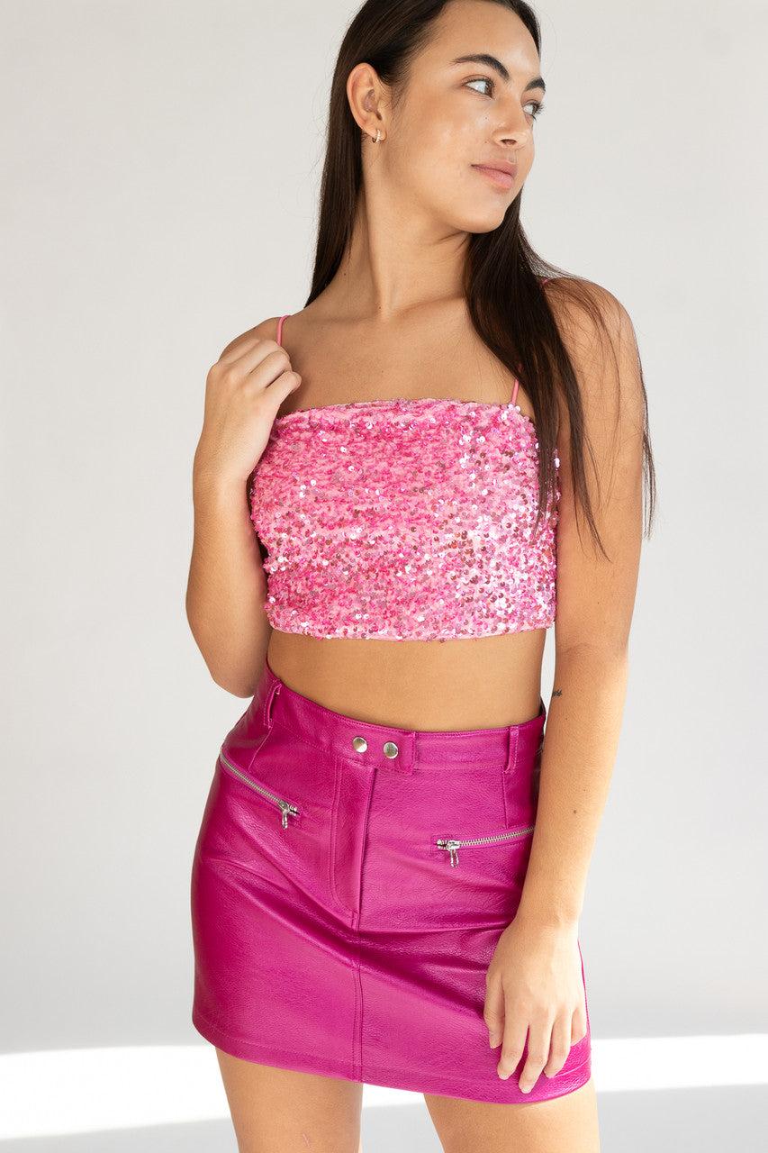 Metallic Zipper Pocket Skirt Product Image