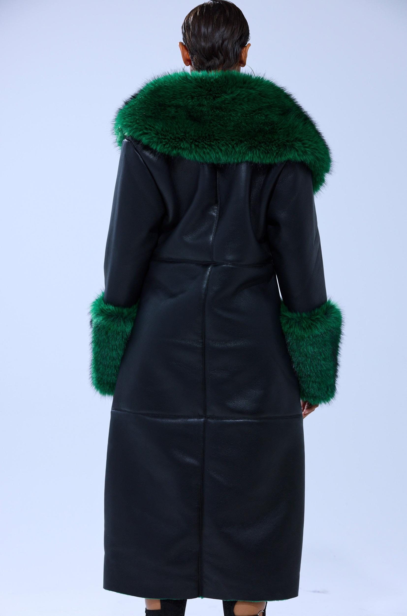SEEING GREEN FUR TRIM TRENCH Product Image