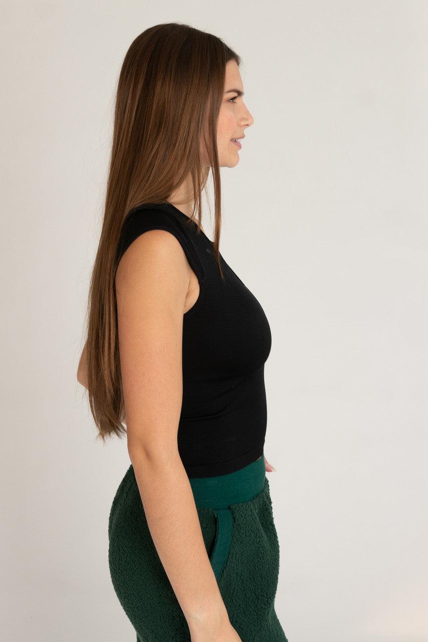 Notch Neck Ribbed Seamless Tee Product Image