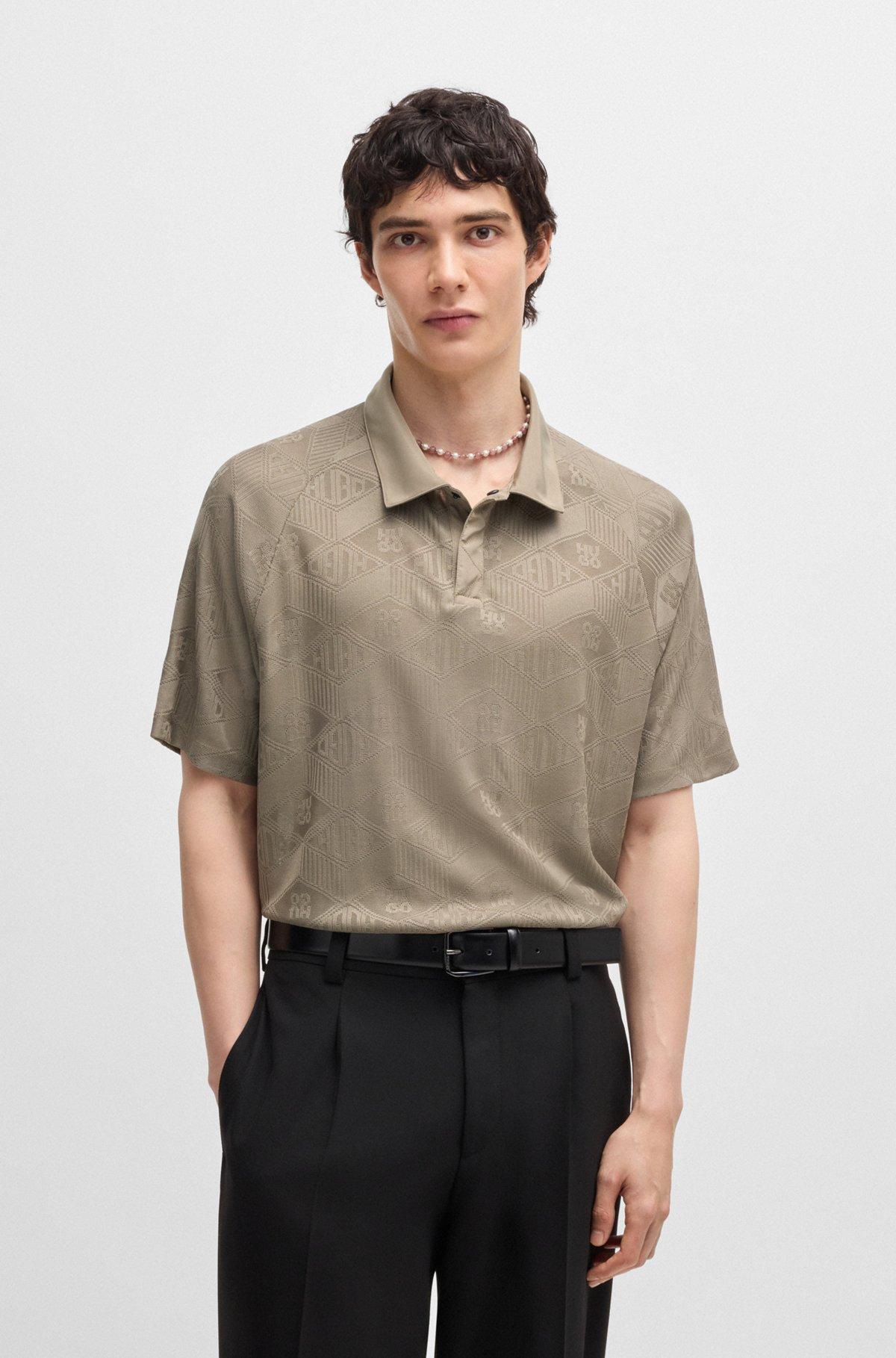 Logo-pattern polo shirt with contrast placket Product Image
