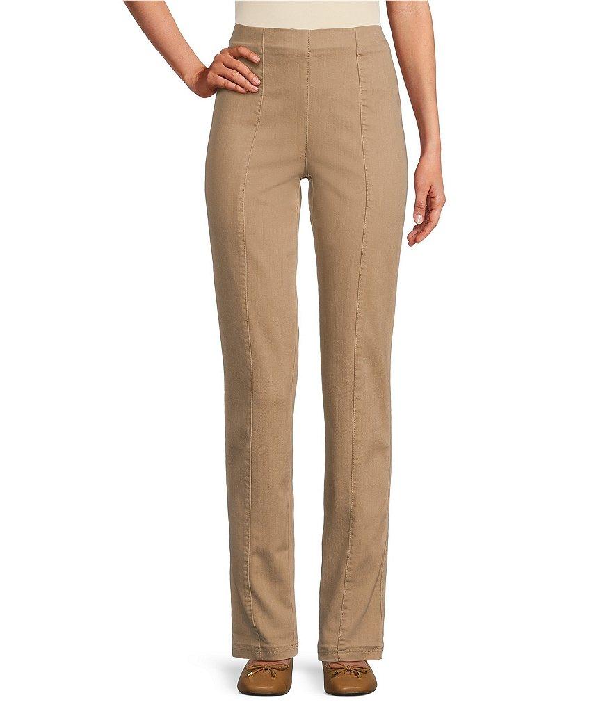 Intro Nia Hollywood Waist Seam Detail High Rise Straight Leg Pull-On Denim Pants Product Image