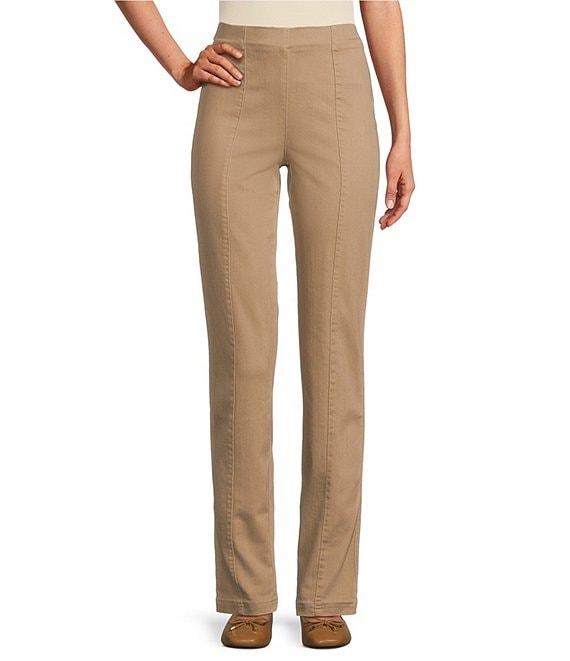 Intro Nia Hollywood Waist Seam Detail High Rise Straight Leg Pull-On Denim Pants Product Image