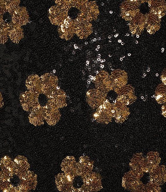 Alex Marie Celine Floral Sequin Square Neck Spaghetti Strap Sheath Midi Dress Product Image