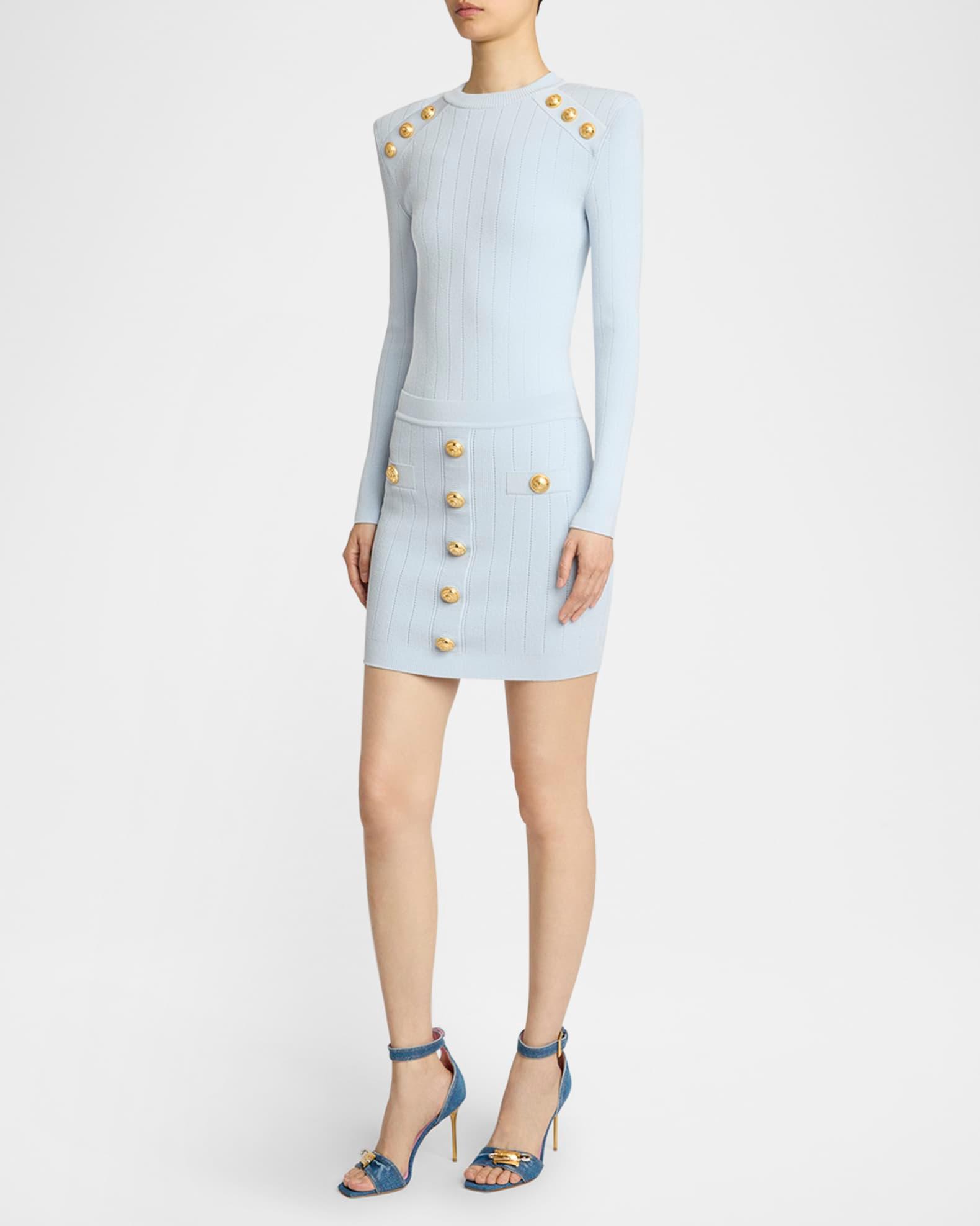 2-Pockets Button-Front Rib Mini Skirt Product Image