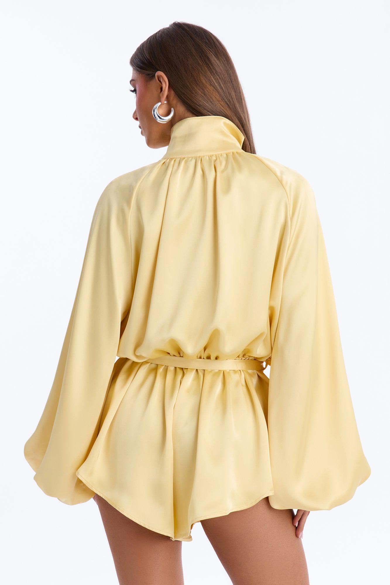 Sia Satin Collar Romper - Yellow Female Product Image