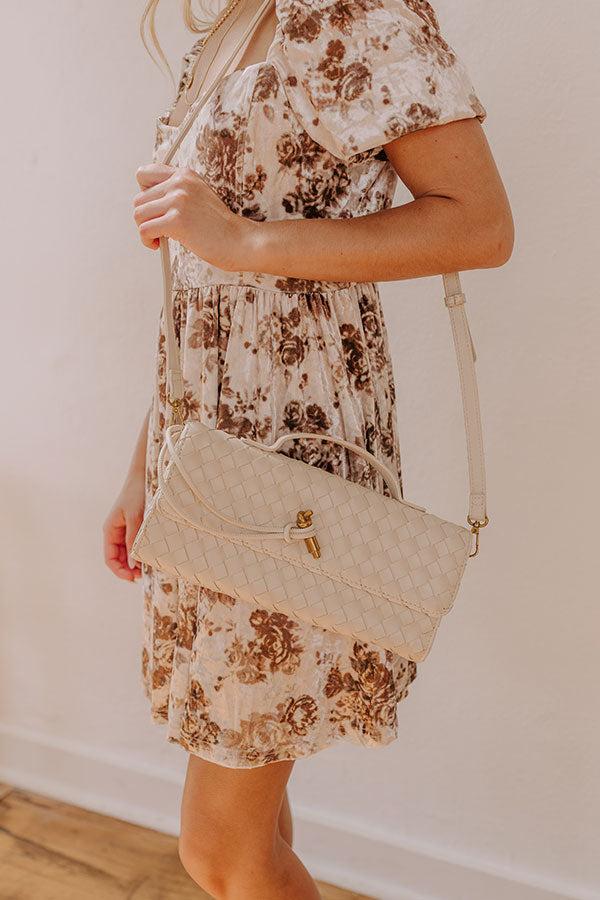 Exclusive Party Faux Leather Woven Purse in Light Oatmeal Product Image