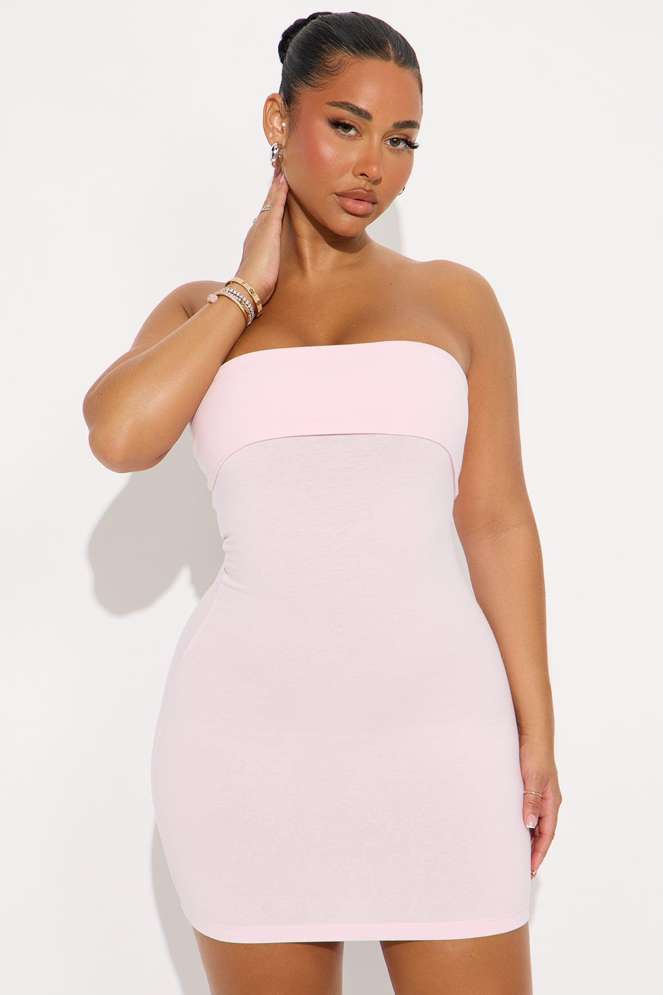 Gracie Strapless Cotton Mini Dress - Pink Female Product Image