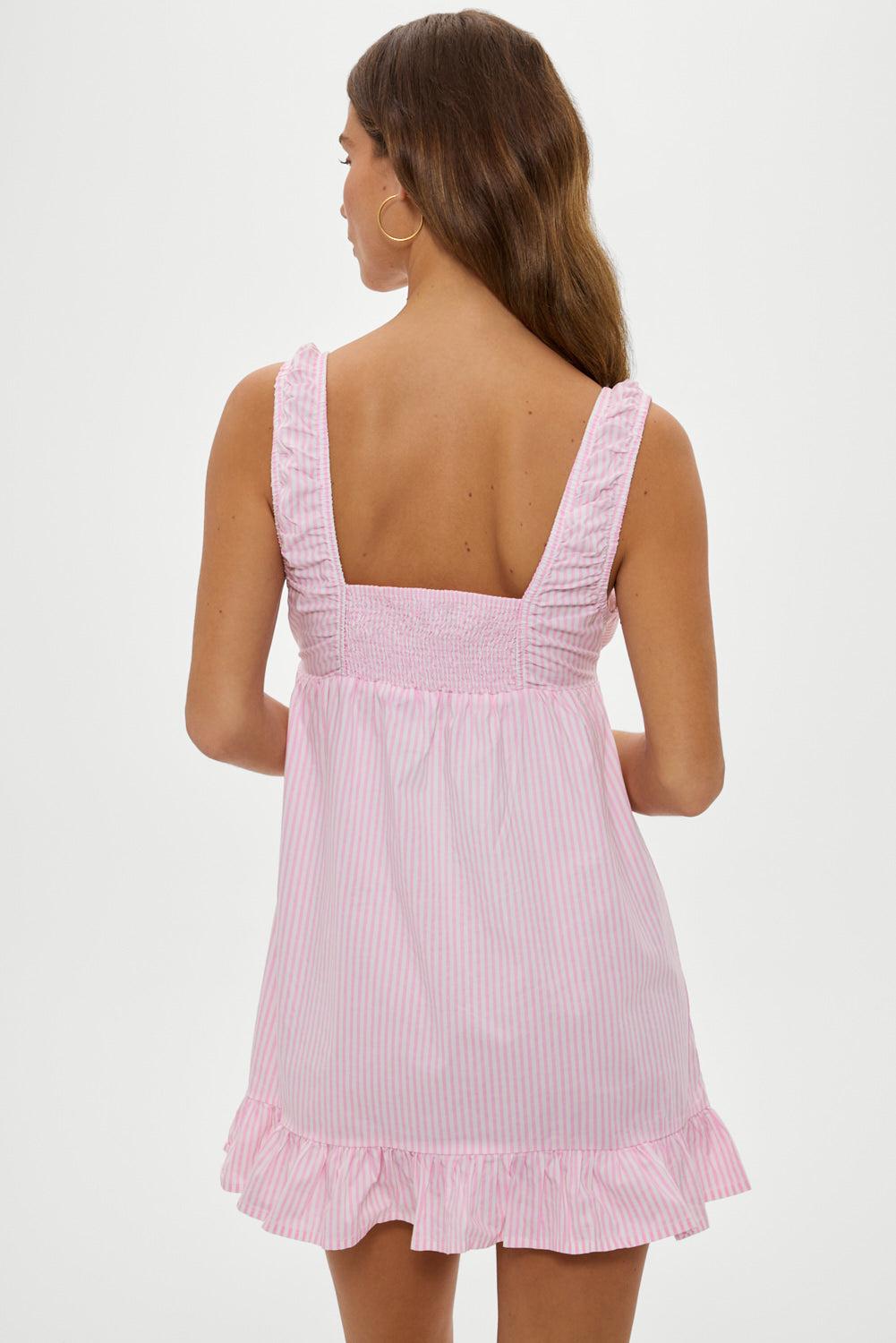 Marilyn Babydoll Dress - Pink Stripe Product Image