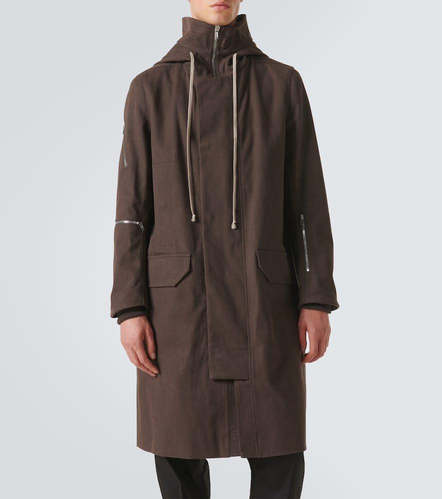 RICK OWENS Hooded Coat In Brown Product Image