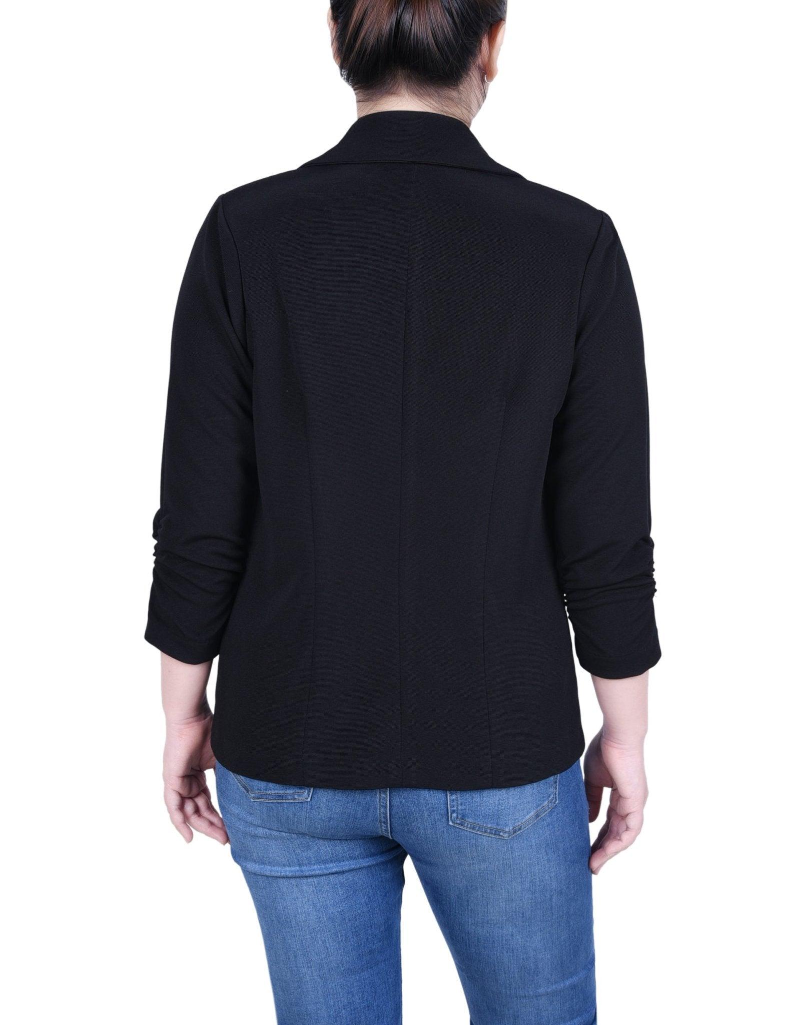 Black Long Sleeve Scuba Crepe Jacket Product Image
