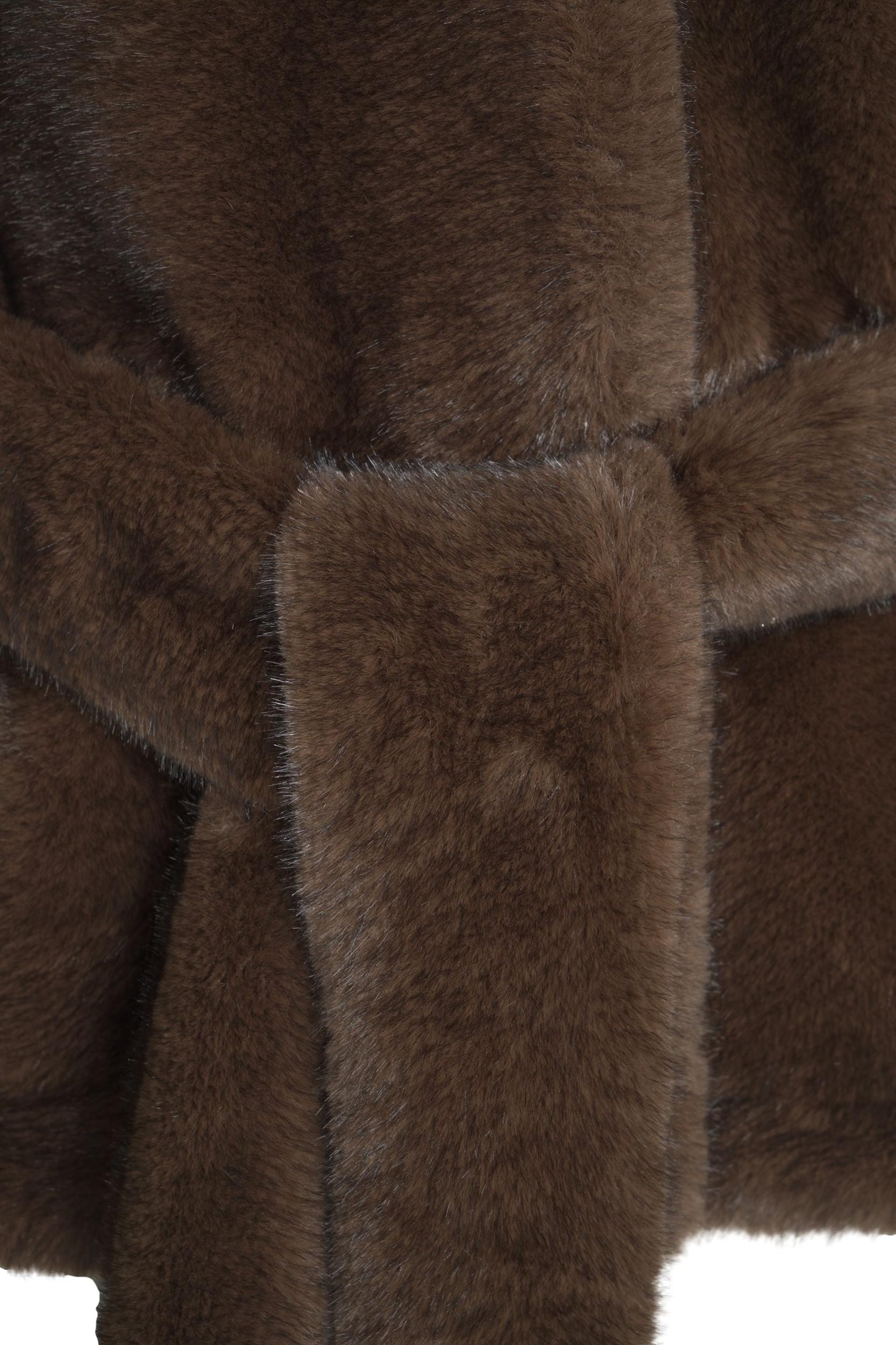 Faux fur coat with waist belt Product Image