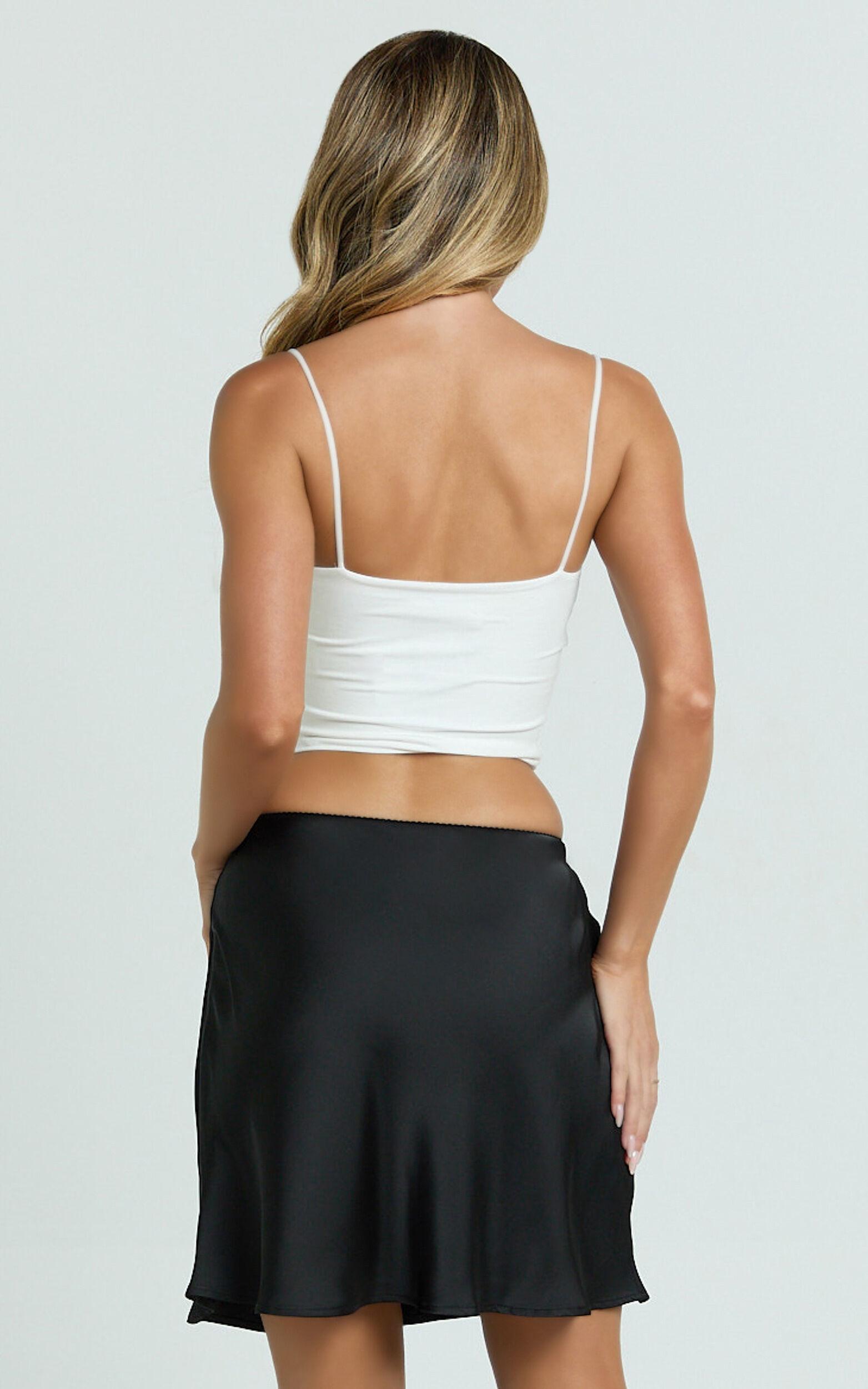 Risa Mini Skirt - High Waisted Bias Cut Skirt in Black Product Image
