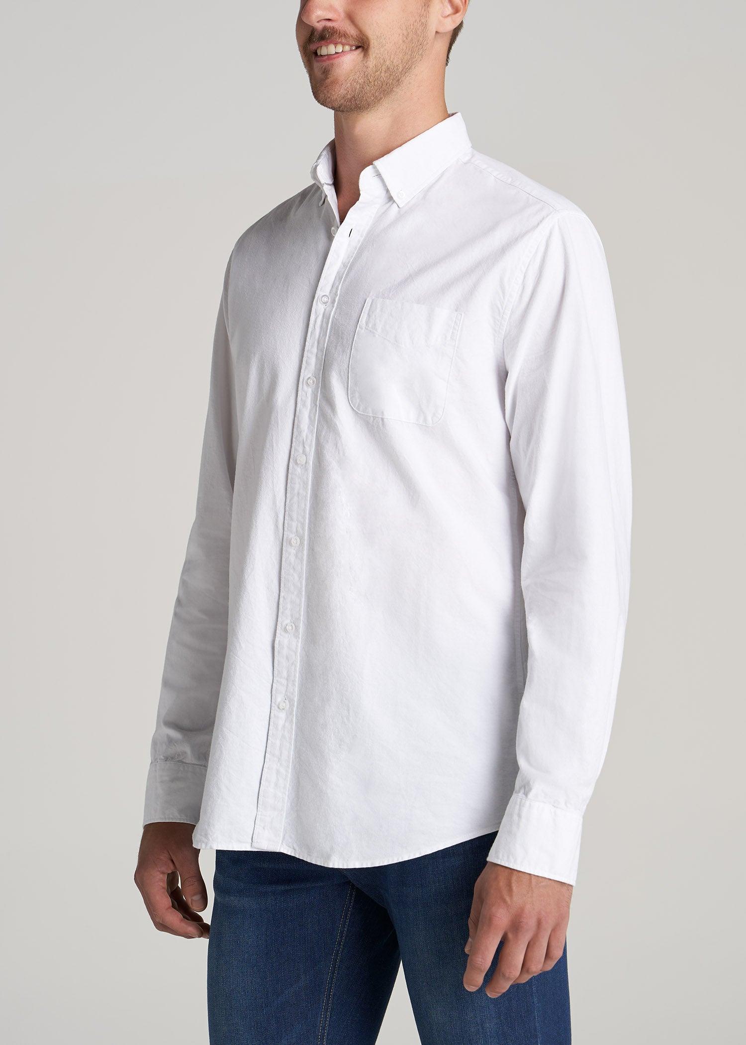 Washed Oxford Shirt for Tall Men in White Male Product Image