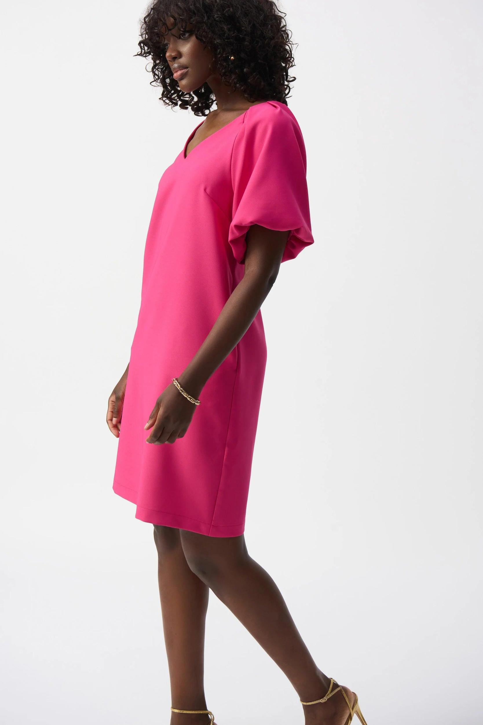 Lux Twill Puff Sleeve Dress- Geranium Product Image