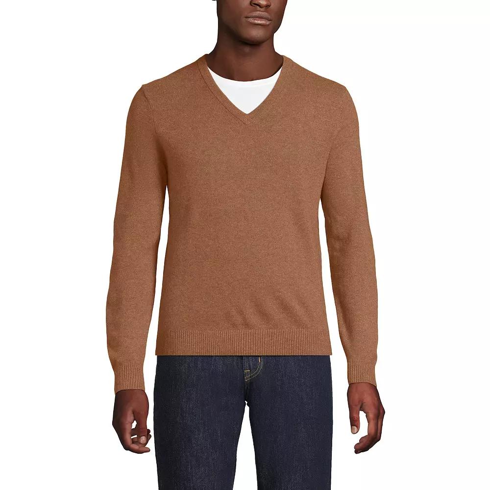 Men's Lands' End Fine-Gauge Cashmere V-neck Sweater,  Product Image