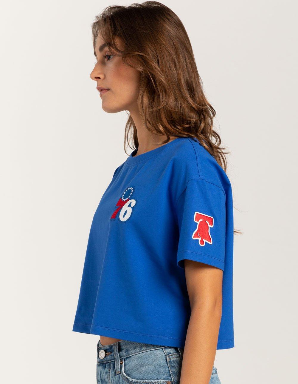 PRO STANDARD Philadelphia 76ers Womens Crop Tee - BLUE Product Image