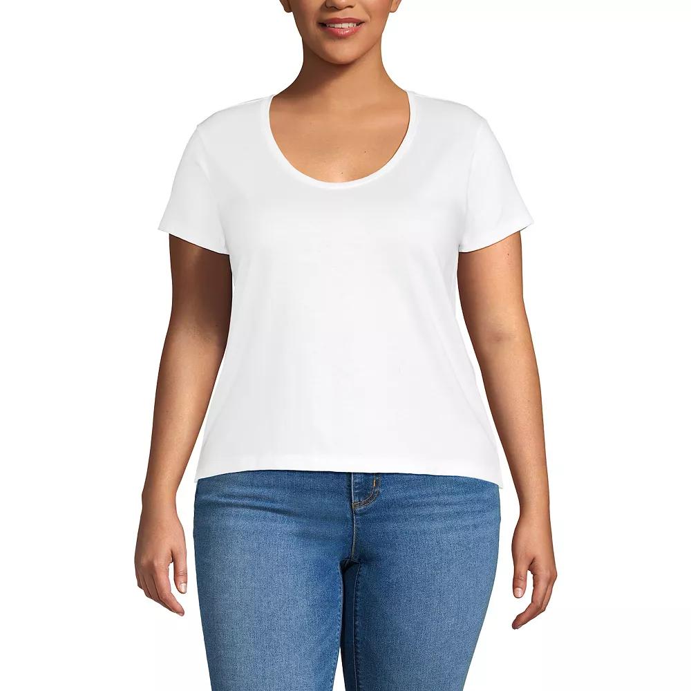 Plus Size Lands' End Short Sleeve Scoopneck T-Shirt, Women's, Size: 1XL, White Product Image