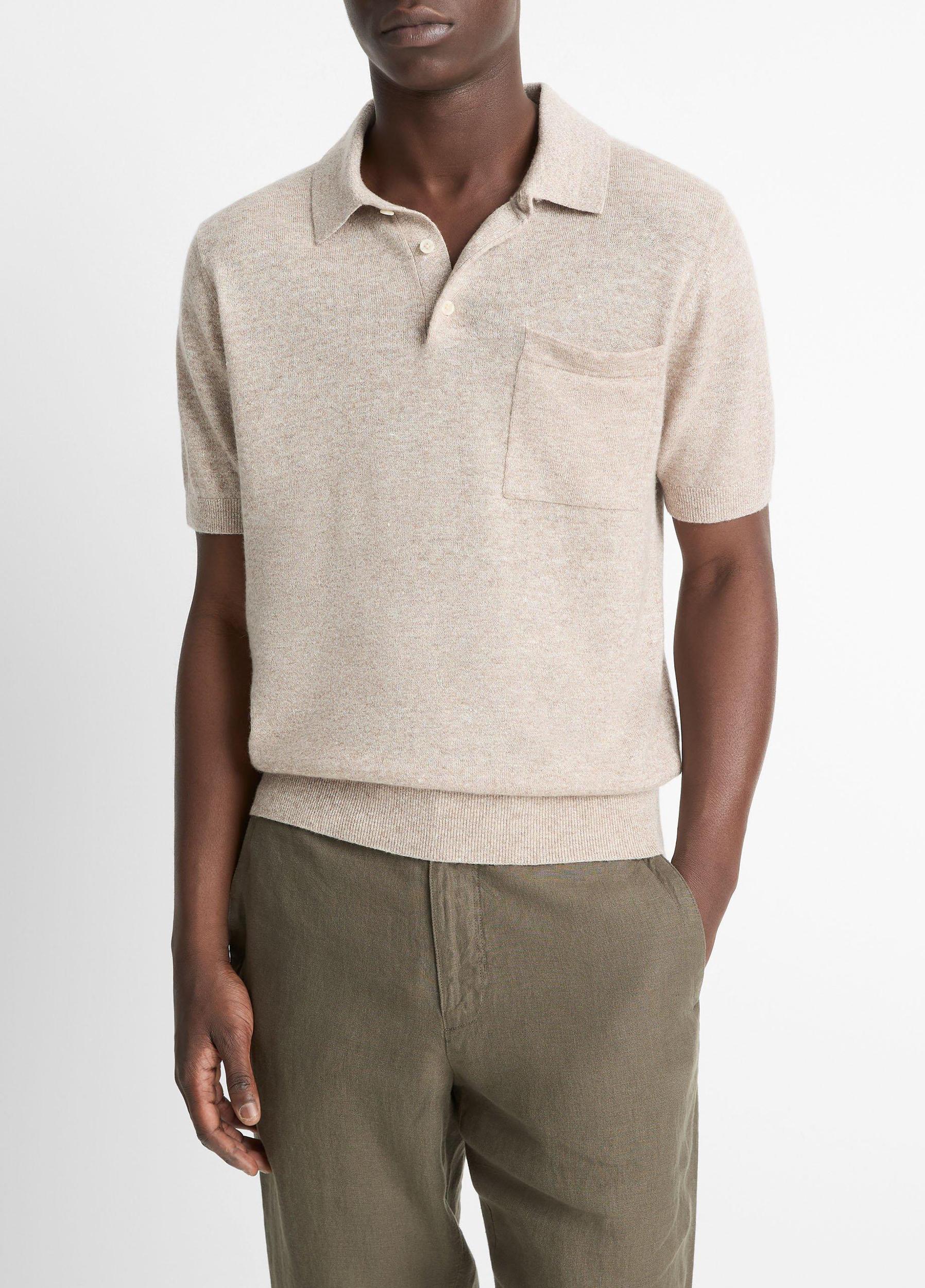 Linen, Wool & Cashmere Polo Sweater Product Image