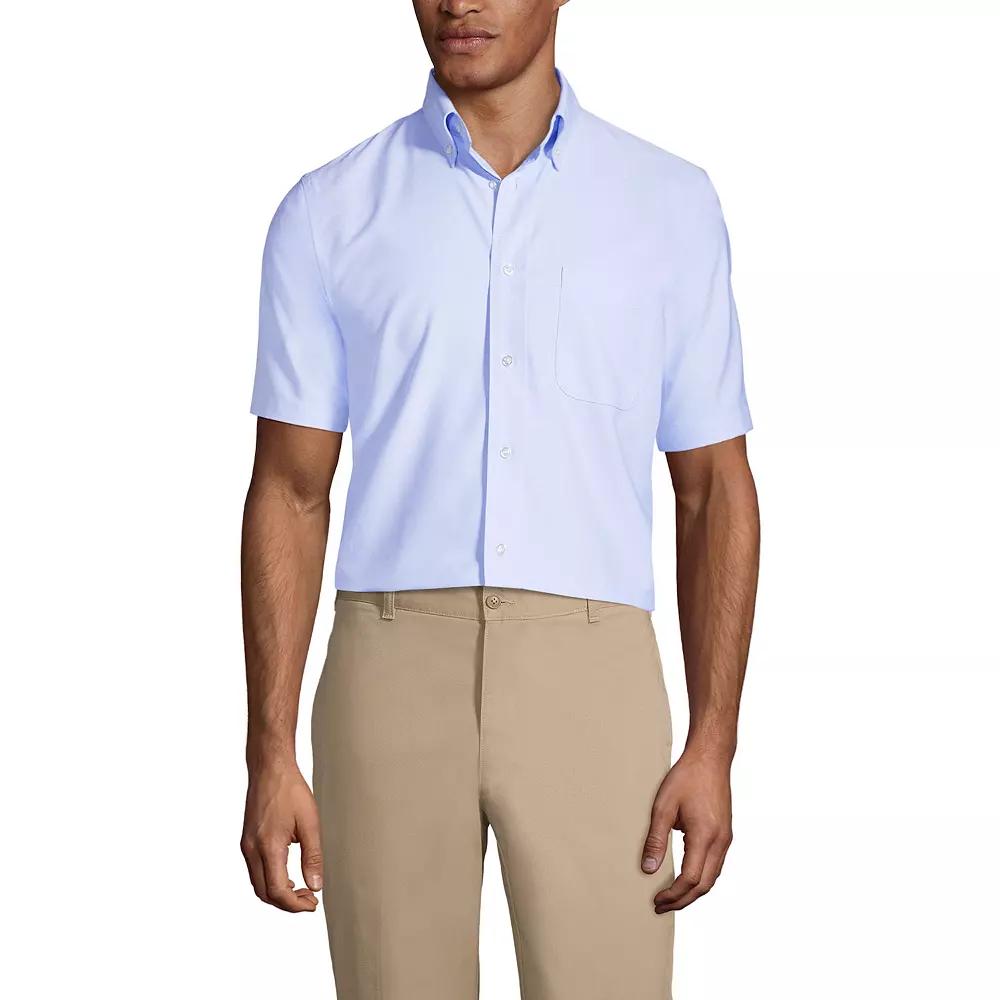 Men's Lands' End School Uniform Short Sleeve Oxford Dress Shirt,  Product Image