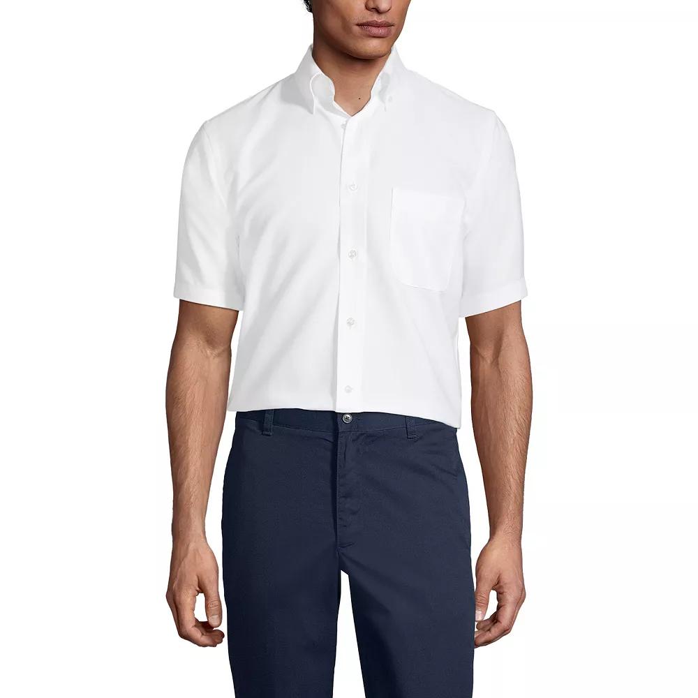 Men's Lands' End School Uniform Short Sleeve Oxford Dress Shirt,  Product Image