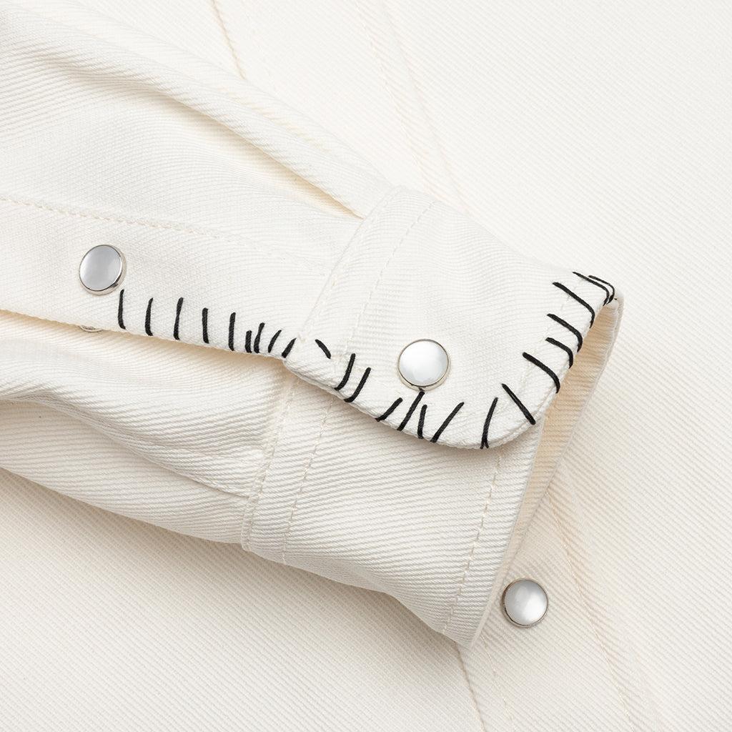 White Drill Shirt With Mending - Lily White Male Product Image