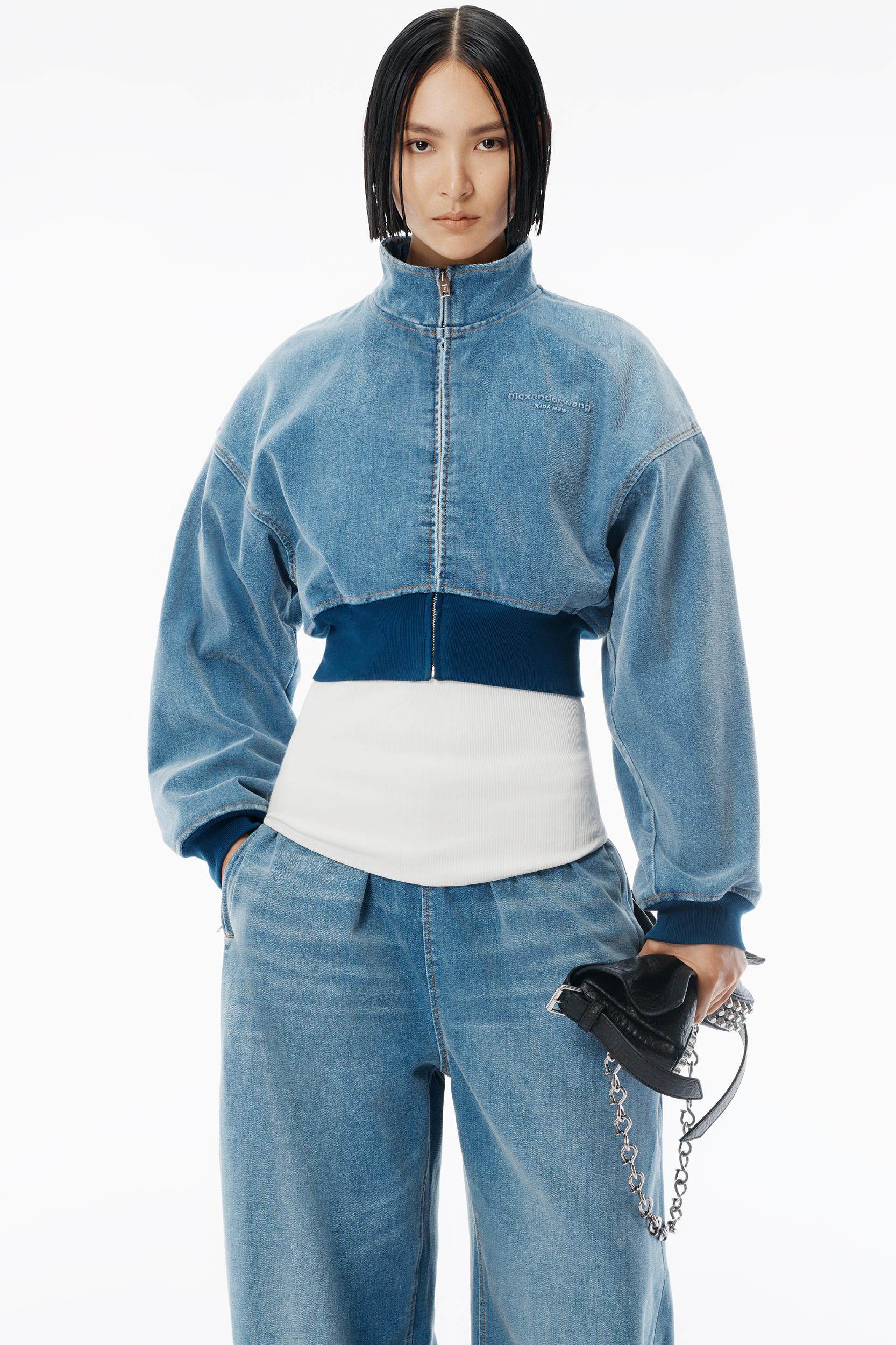 Light Blue Brushed Denim Sweatpant Product Image