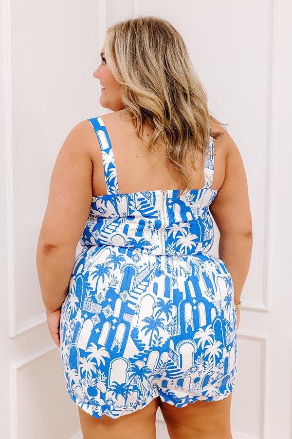 Mykonos Muse High Waist Linen-Blend Shorts in Blue Curves Product Image