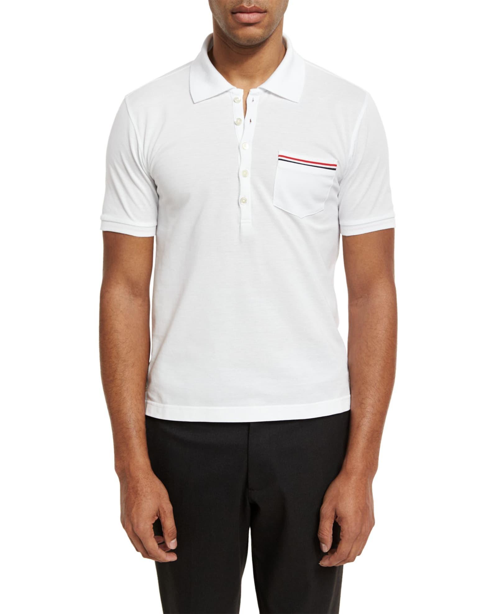 Heather Polo Shirt with Striped Pocket Product Image