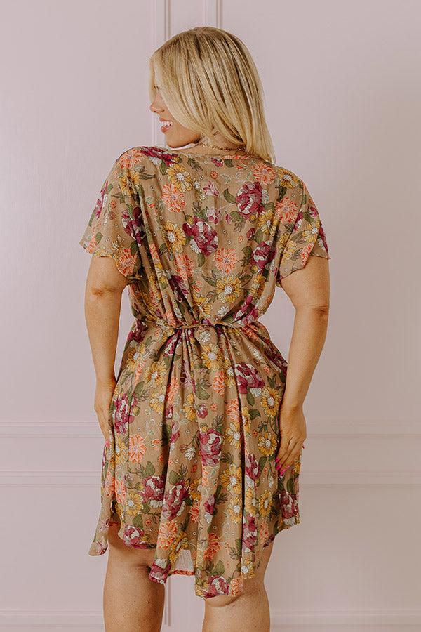 Sweet Like Honey Floral Mini Dress In Taupe Curves Product Image