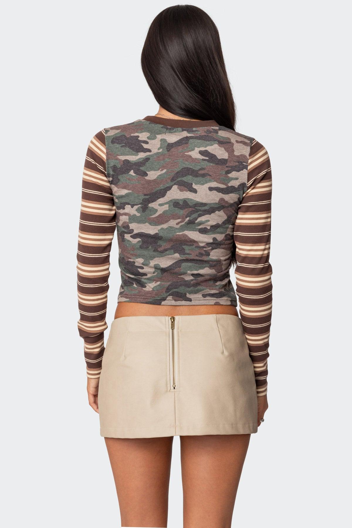 Camo & Stripe Long Sleeve T Shirt Product Image