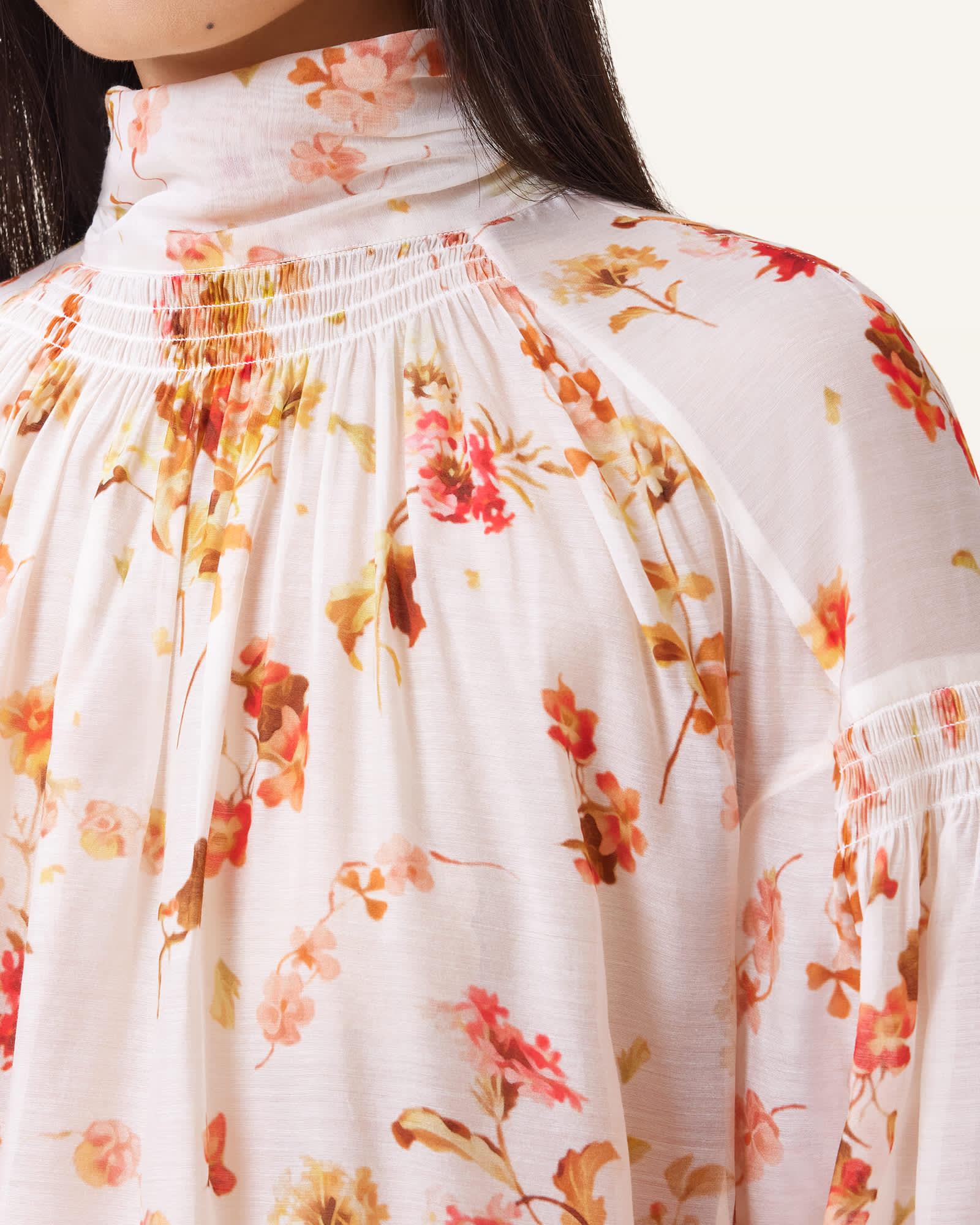 Pearla High Neck Floral Print Top ARMADA WHITE | ALLSAINTS US Product Image