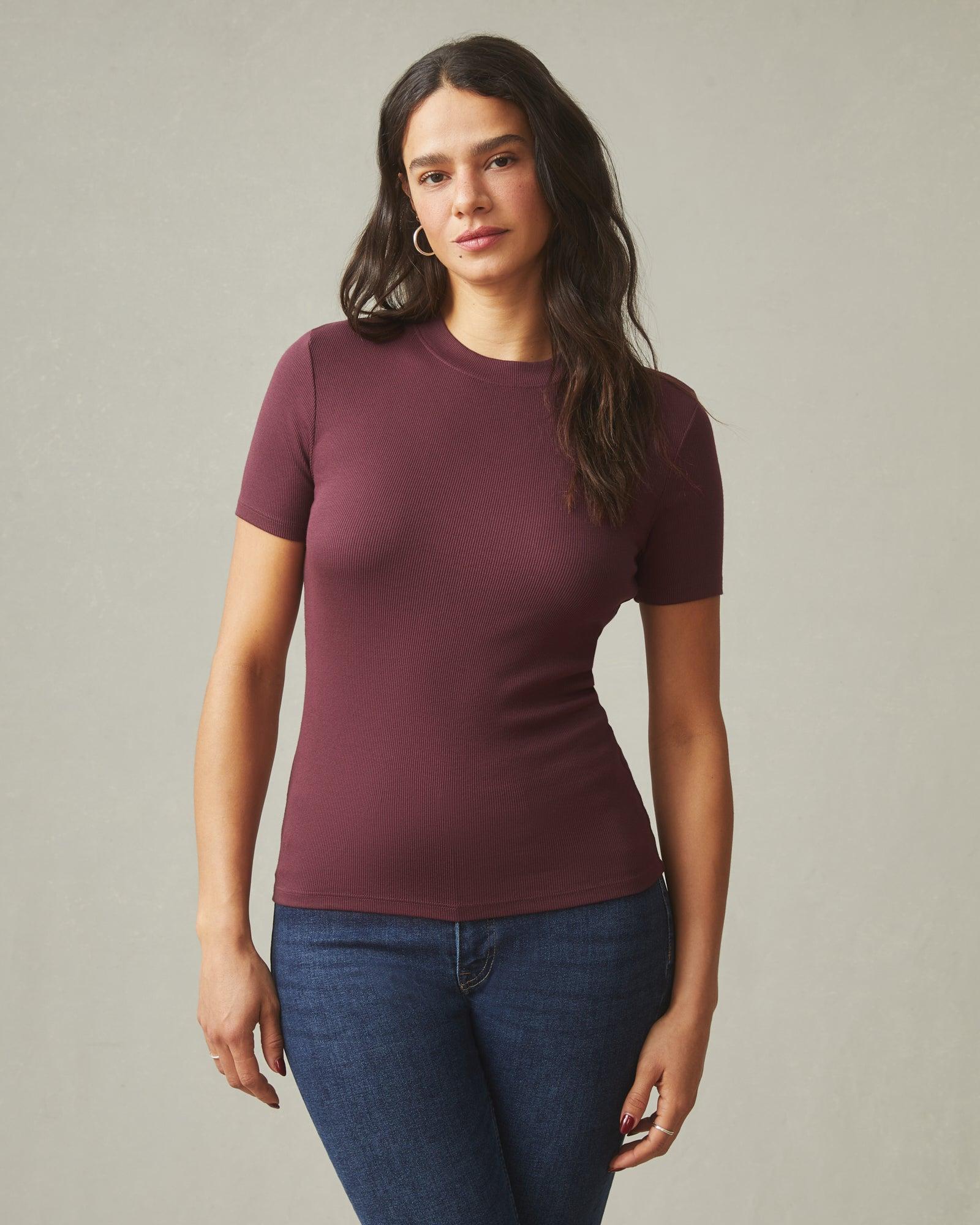 Women's Luxe Rib Crew Tee - Fresh Plum Female Product Image