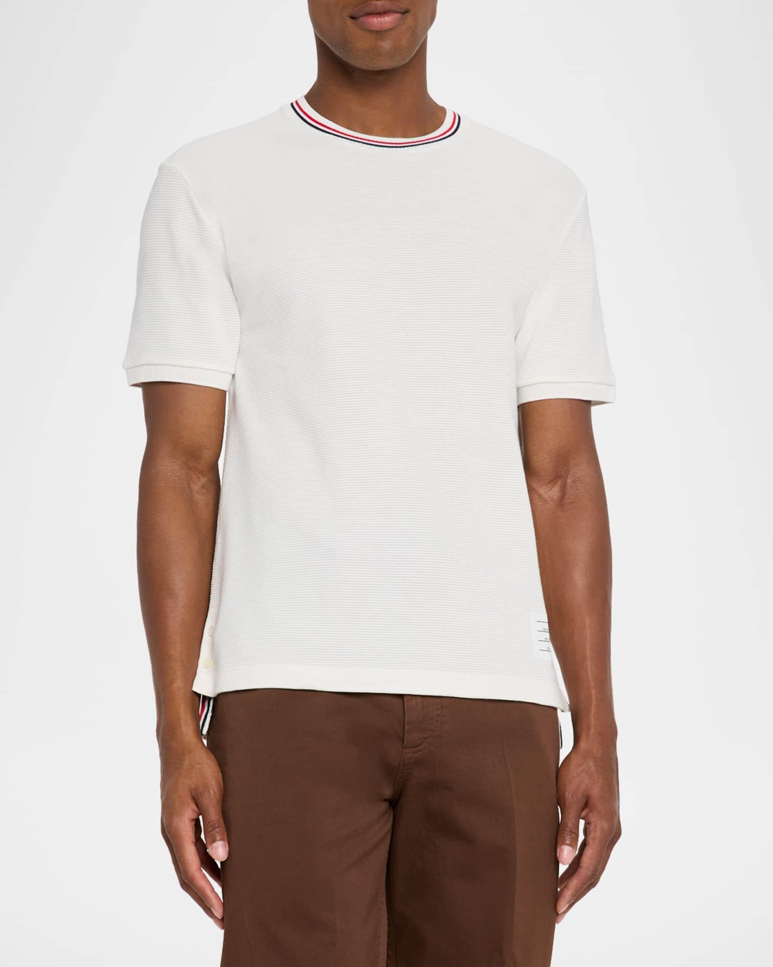 Men's Stripe-Neck Trim Waffle Knit T-Shirt Product Image
