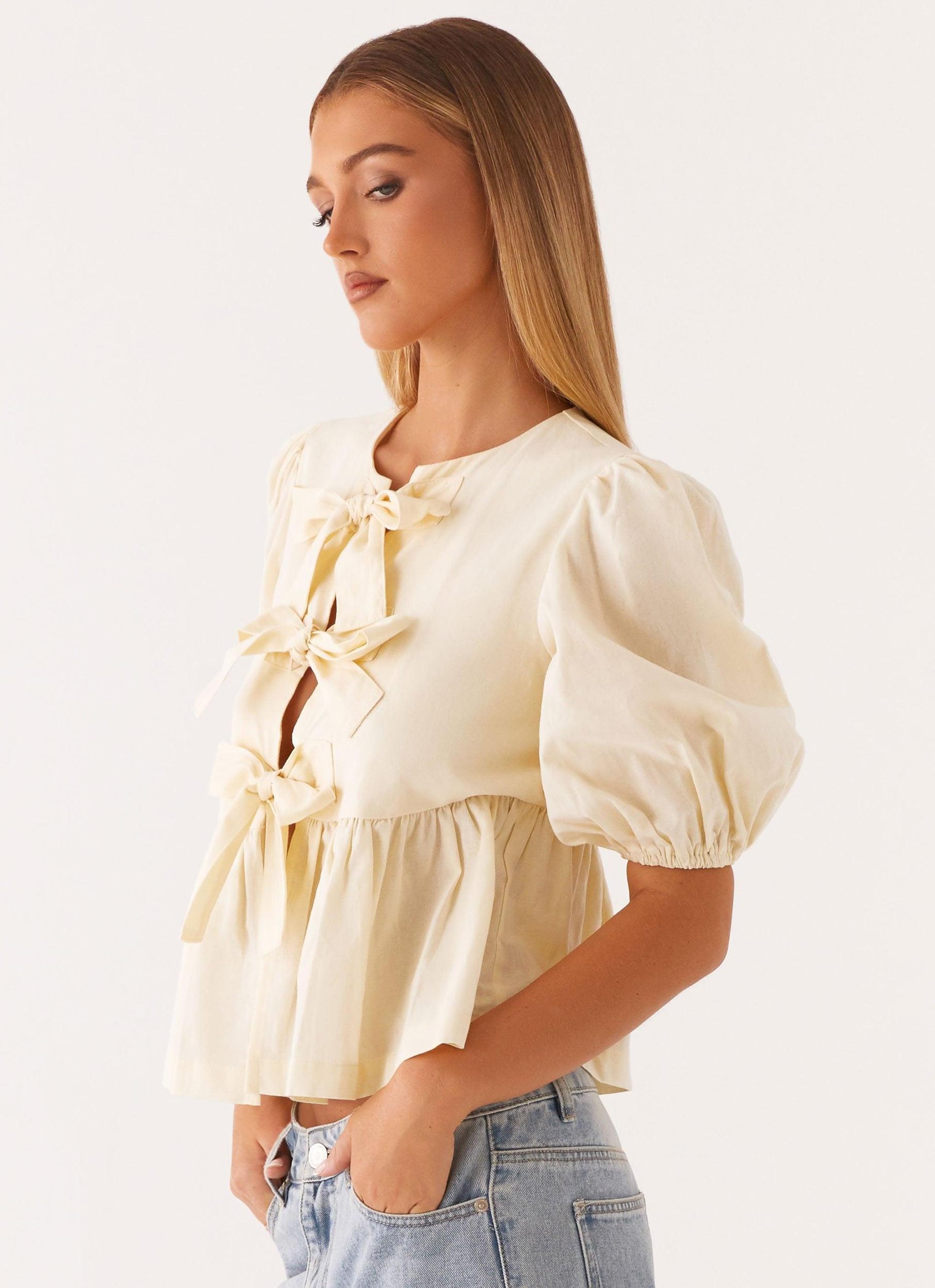 Western Wind Tie Top - Yellow Product Image