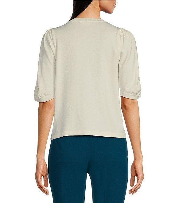 Calvin Klein Crew Neck Elbow Sleeve Knit Top Product Image