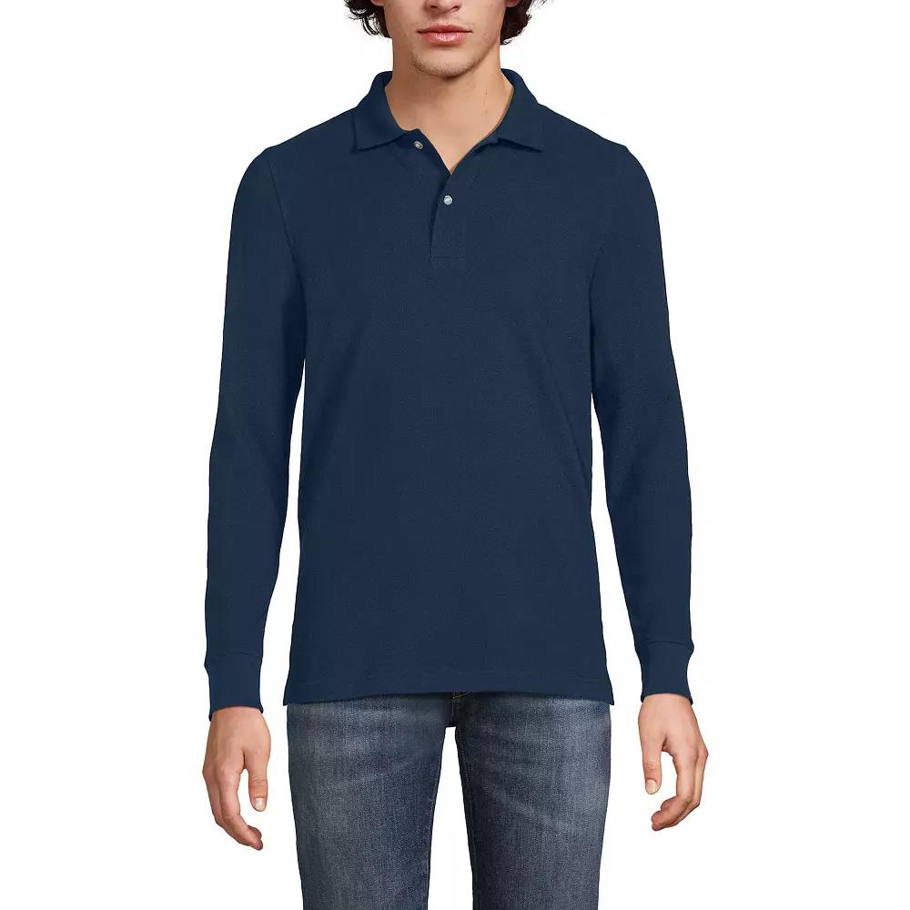Men's Lands' End Long Sleeve Mesh Polo Shirt,  Product Image