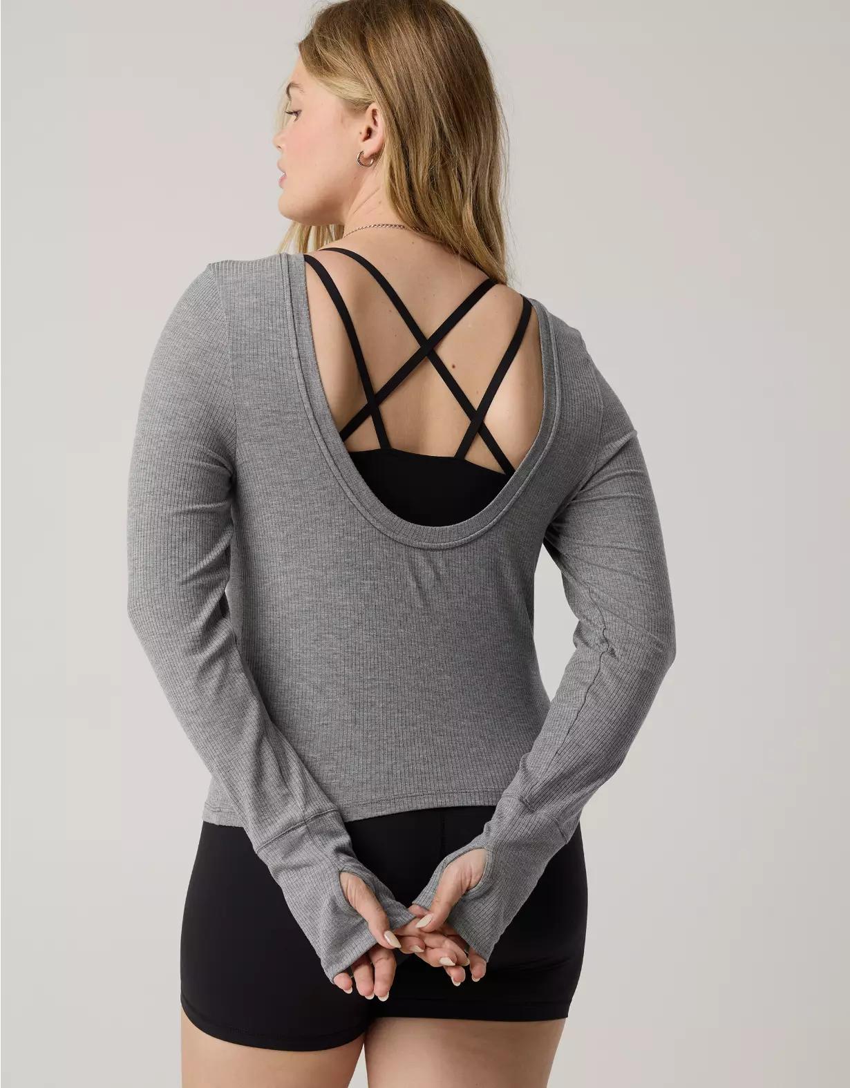 OFFLINE By Aerie Thumbs Up Ribbed Scoop Back T-Shirt Women's Product Image