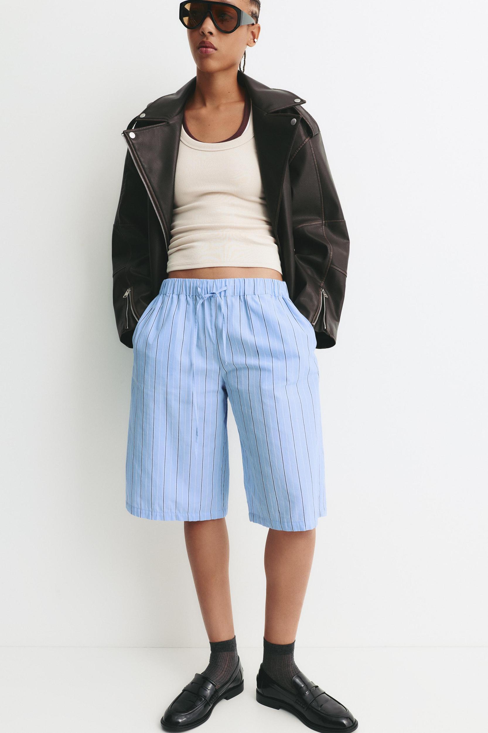 Striped pajama-style Bermuda shorts Product Image