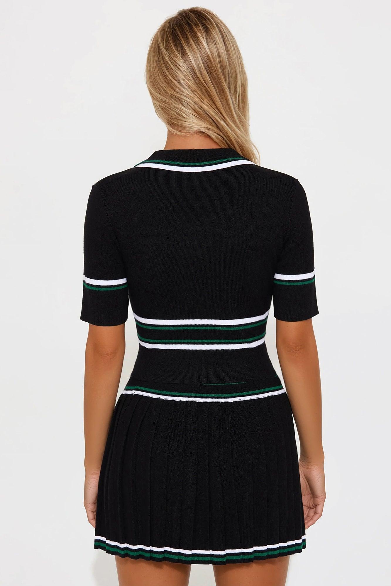 Trendy Babe Sweater Mini Skirt Set - Black Product Image