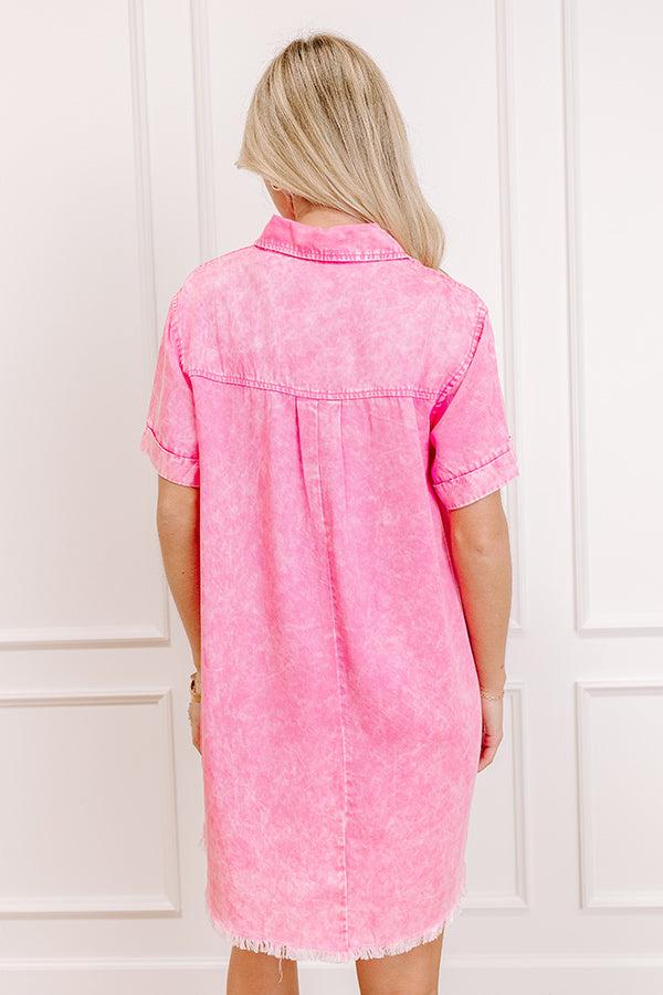Backyard BBQ Chambray Mini Dress in Pink Product Image