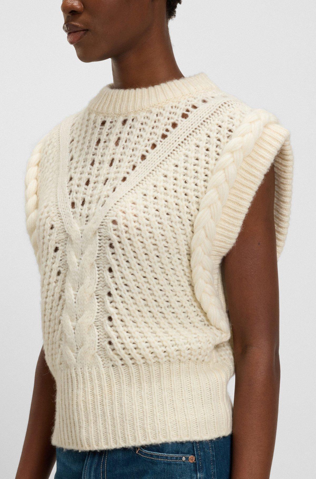 Relaxed-fit sleeveless top in structured Italian yarn Product Image
